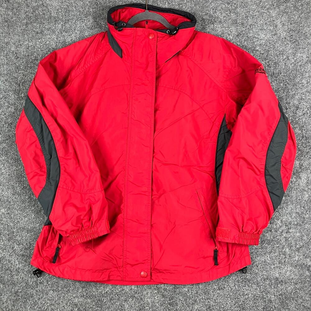 Columbia Jacket Womens L Red‎ Black Interchange Full Zip Hooded Outdoor Winter